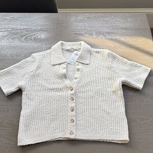 NWT Abercrombie & Fitch Cream Short Sleeve Sweater, size S